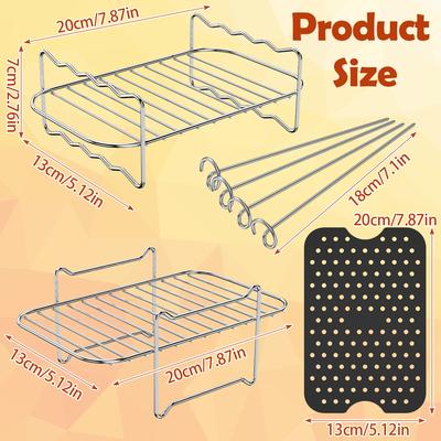 Stainless Steel Air Fryer Grilling Rack Reusable Non-Stick Air Fryer Liner Dual Drawers Air Fryer Accessories Set for Kitchen