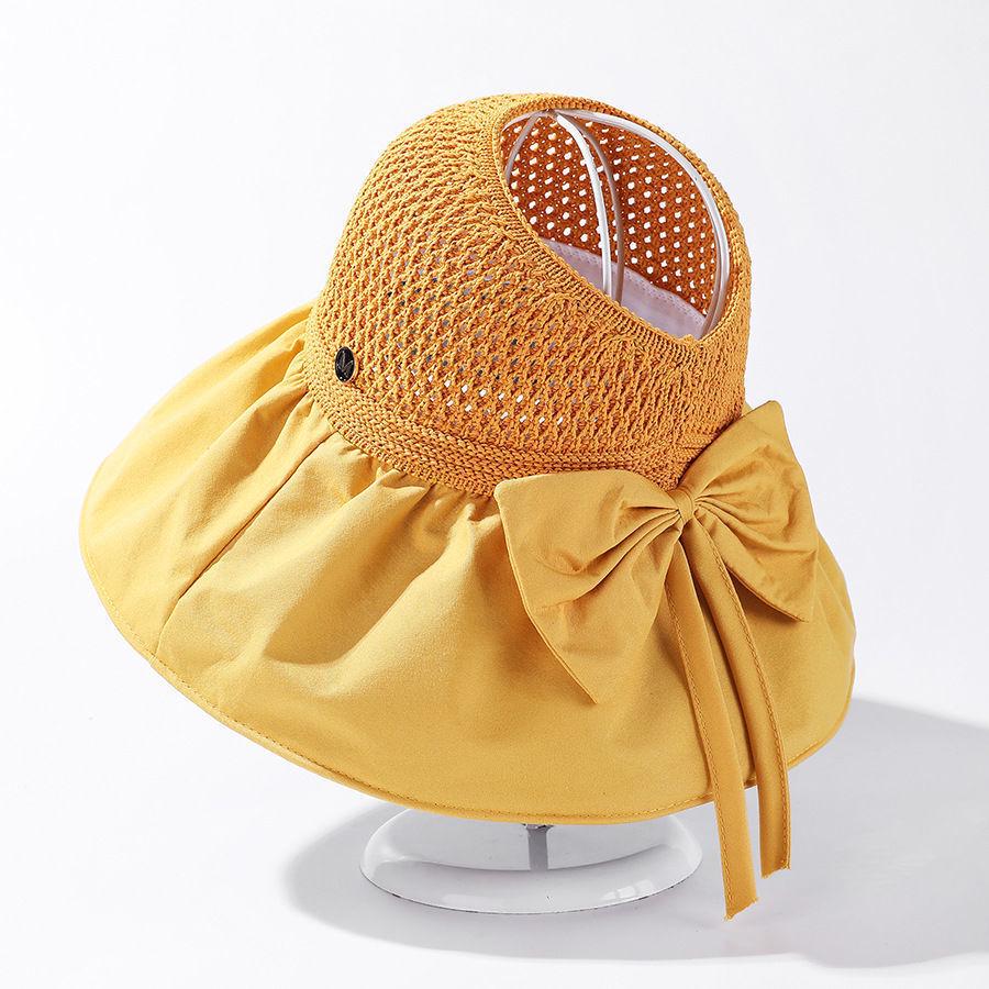 Women's Large Brim Black Sun Hat - UV Protection Summer Beach Fisherman Hat