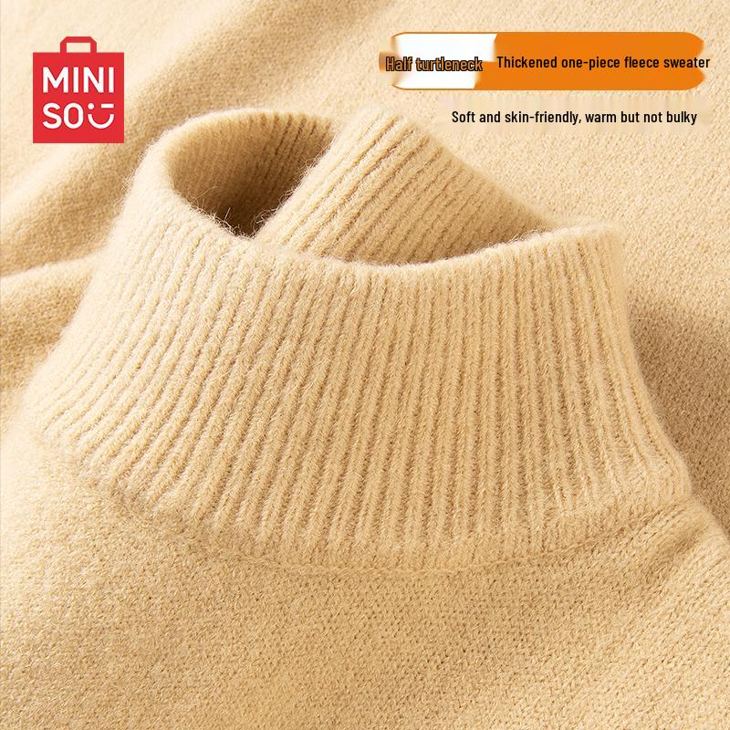 MINISO Unisex Retro Half-Turtleneck Knit Sweater