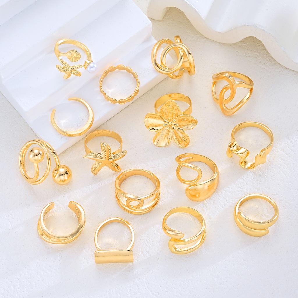 Vintage Punk Flower Starfish Rings Set for Women Men Metal Elegant Multilayer Luxury Thick Knuckle Ring Daily Wear Jewelry 2026