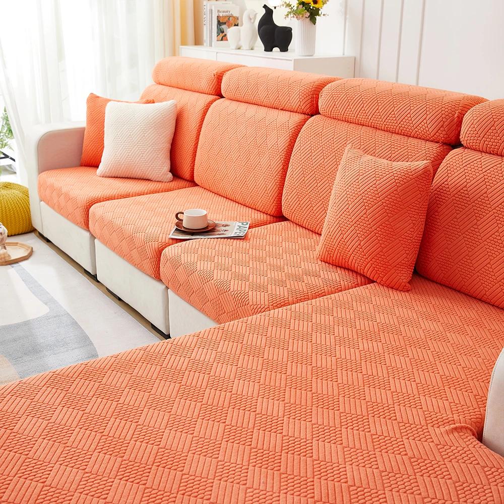 New Jacquard Sofa Covers Soft Elastic Sofa Seat Cover For Living Room Chaise Lounge L-Shaped Sofa Slipcover Solid Color Home