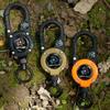 Multi-function EDC Lure Sports Keychain With Compass Pull Reel Steel Wire Carabiner Key Chains