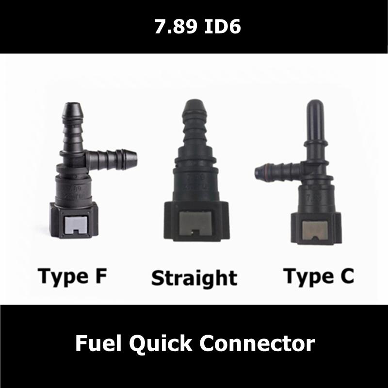 5Pcs High Quality Automotive Fuel Line 7.89 ID6 F-Type 180 Degree Straight Coupling Female Quick Connector