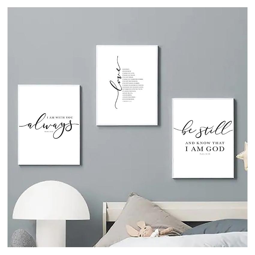 And Prints Black White Wall Pictures Scripture Christ Art Canvas Painting Home Decor Christian Bible Verse Quote Posters
