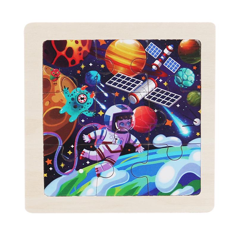 9-Piece Wooden Cartoon Animal Transport Jigsaw Toy for Early Education