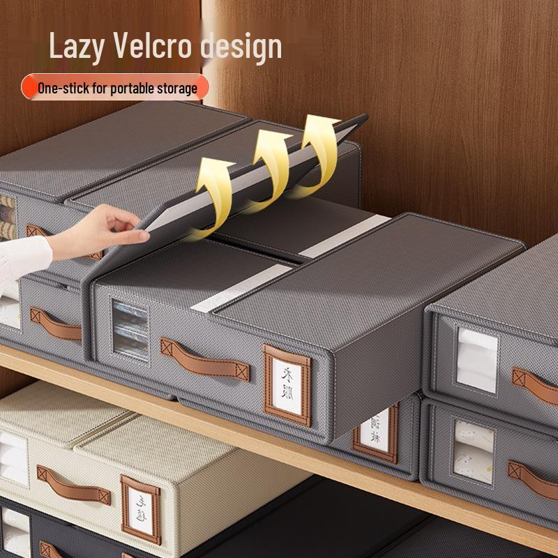 Upgraded Non-woven Four-Piece Bedding Storage Box Set with Leather Handles