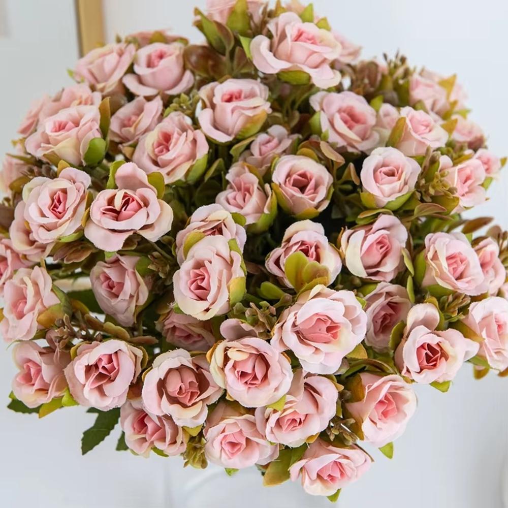 Artificial Flowers Silk Roses Wedding Bridal Outdoor Garden Courtyard Decoration Festival Diy Vase Bridal Bouquet Box Decoration