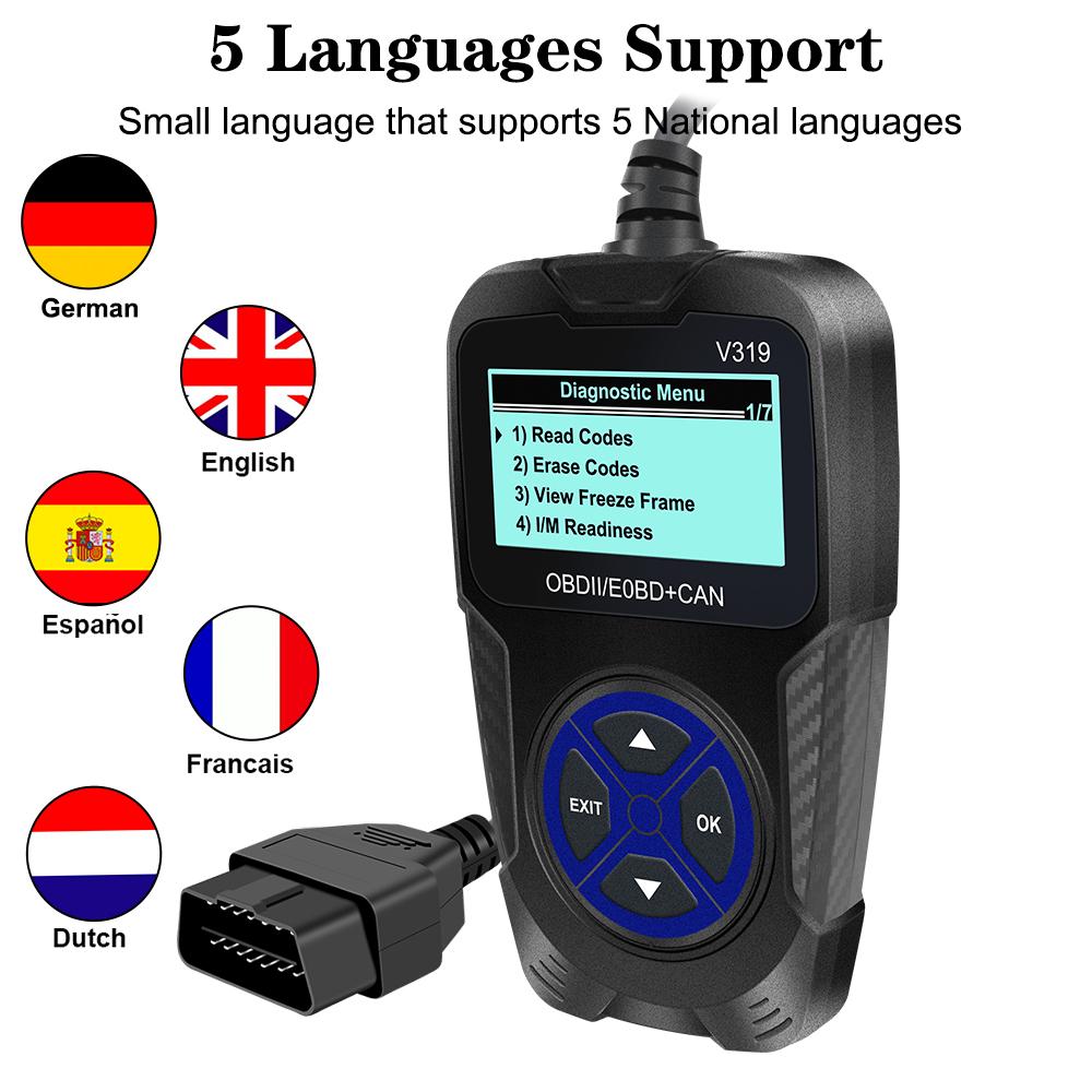 Scaner V319 OBD 2 Afișaj digital Instrumente de diagnosticare auto Accesorii auto Cititor de coduri OBD2 Instrument de diagnosticare a motorului