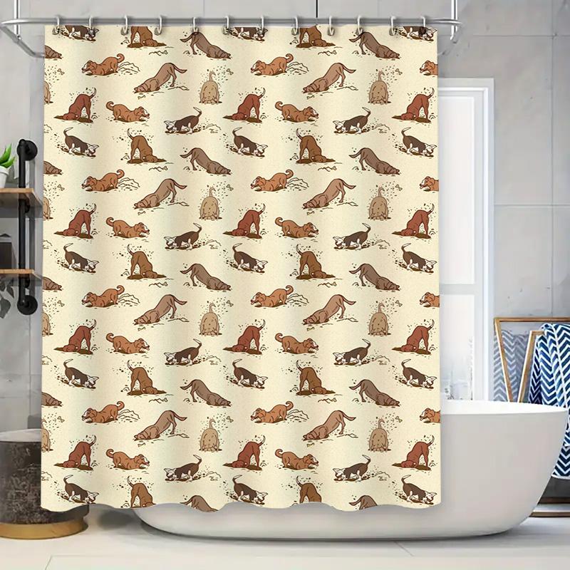 

Vintage Dog Pattern Shower Curtain Animal Print Bathroom Decor for Kids Room Home Decoration Waterproof Wall Hanging Shower curt 90x180cm