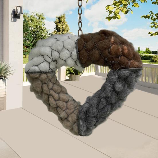 1/2Pcs Handmade Bird Nesting Heart Ornament with Hook Weather-proof Outdoor Garden Yard Balcony Fiber Love Heart Shape Bird Nesting Decoration