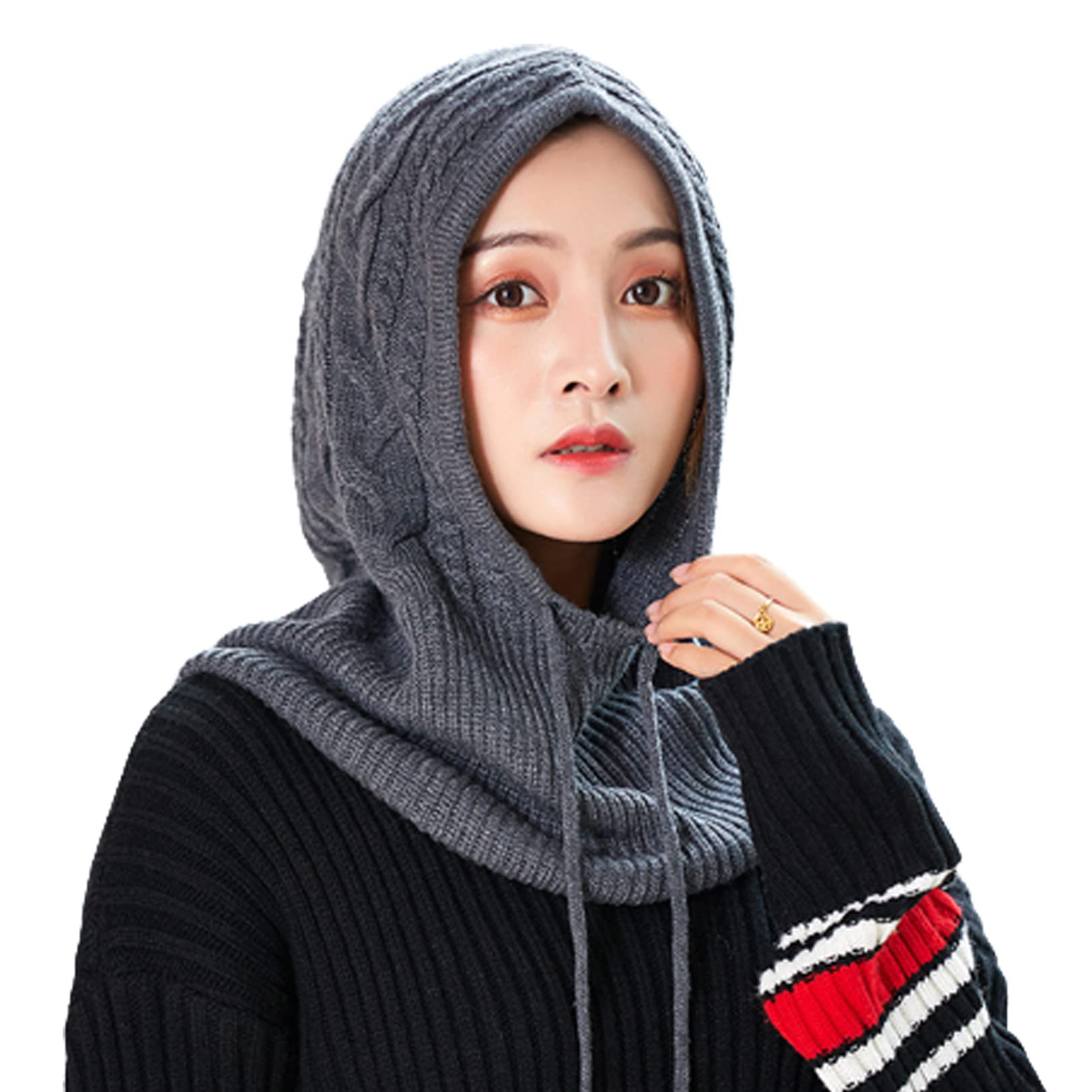 

sac taske Women s Knit Balaclava Neck Warmer/Scarf with Hood for Cold Weather (Cable Knit, Gray)