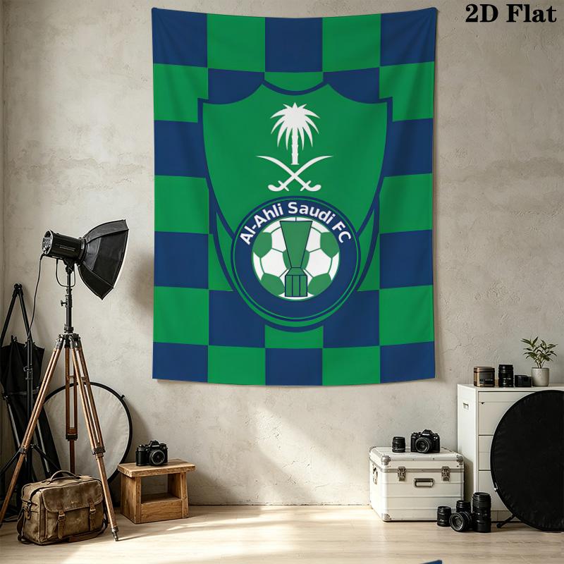 Alahli Saudi Fc Wall Tapestry Aesthetic Wall Hanging Printed Fabric Blanket Decorative Tapestries For Bedroom Living Room Home Decor