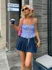 Womens Tie Front Crop Cami Top Ruffle Spaghetti Strap Y2K Summer Shirt
