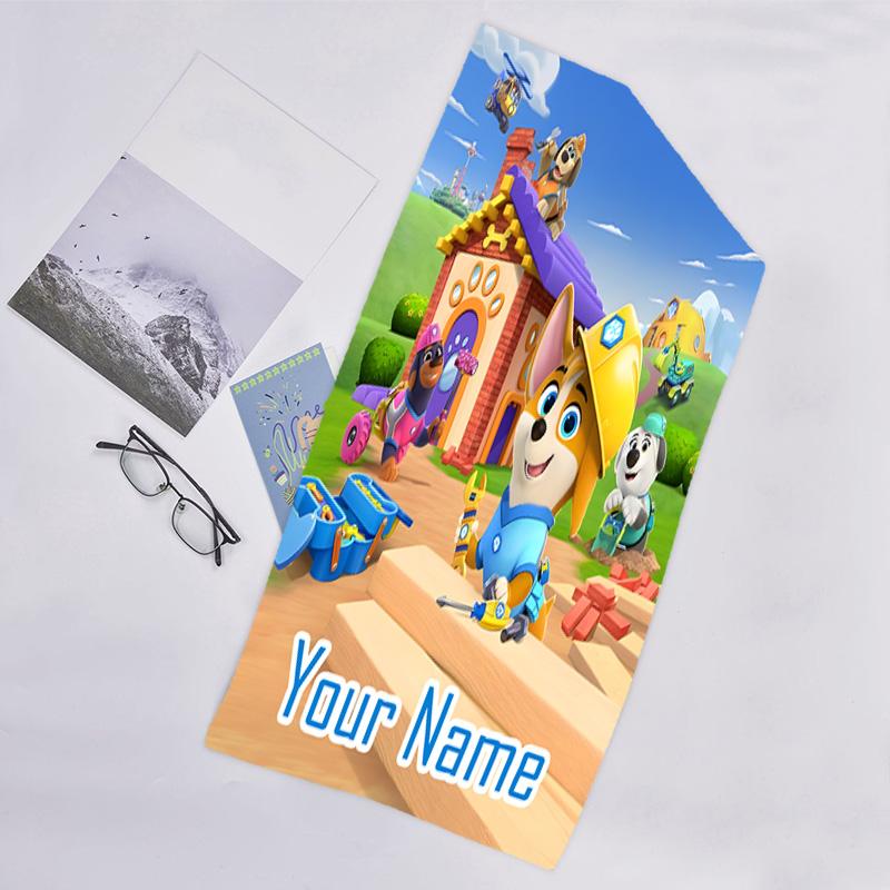 1pc Pupstruction Beach Towel with Custom Name, Beach/Swimming/Bath/Picnic/Camping Towel, Suitable for Seaside Beaches