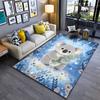 Cute Koala Carpet for Kids with Flowers and Leaves Blue Background Suitable for Use As an Anti-slip for Living Room Bedroom Sofas