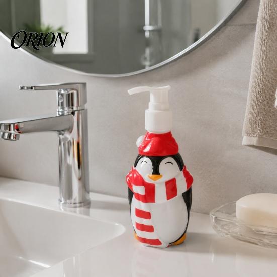 Empty Lotion Bottle 350ML Christmas Soap Dispenser, Santa Claus Tree Penguin Shape Refillable Dispenser Bottle, Plastic Pump for Hand Soap, Decorative