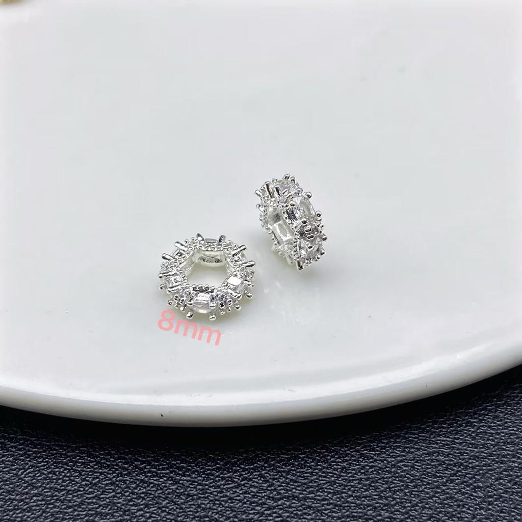 10mm Inlaid Zircon Wheel Spacer Beads for DIY Crystal Jewelry Making