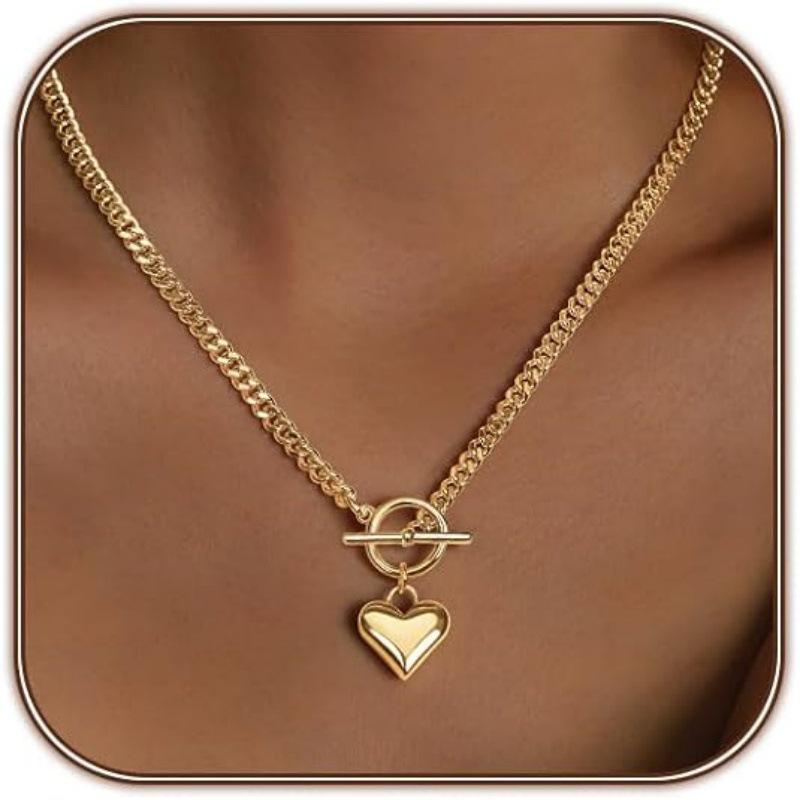 Trendy Heart Pendant Necklace: Stainless Steel, Versatile Design, Perfect Gift for Girlfriend.