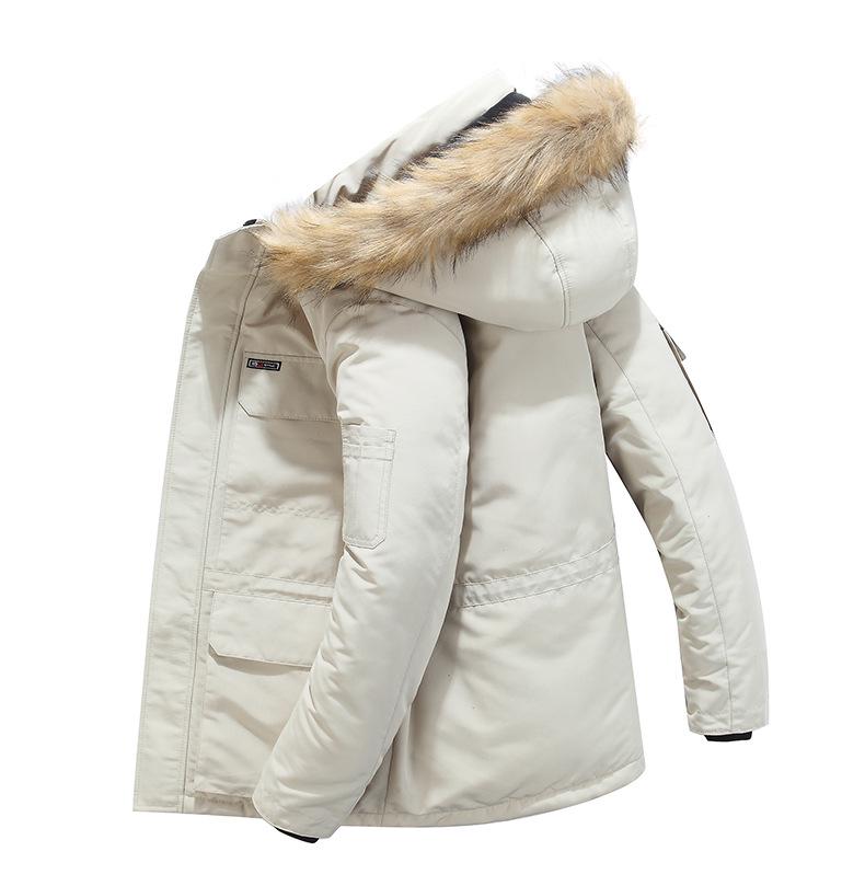 Men's Mid-Length Hooded Cotton Coat - Thickened, Trendy Autumn/Winter Jacket