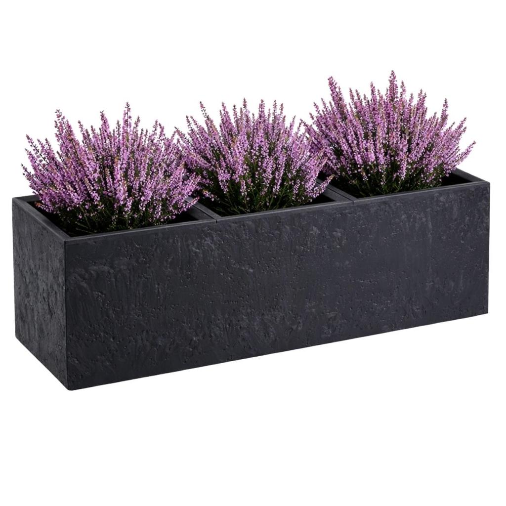 Concrete Planter On Wheels Black Concrete 90X30Xh30 Cm