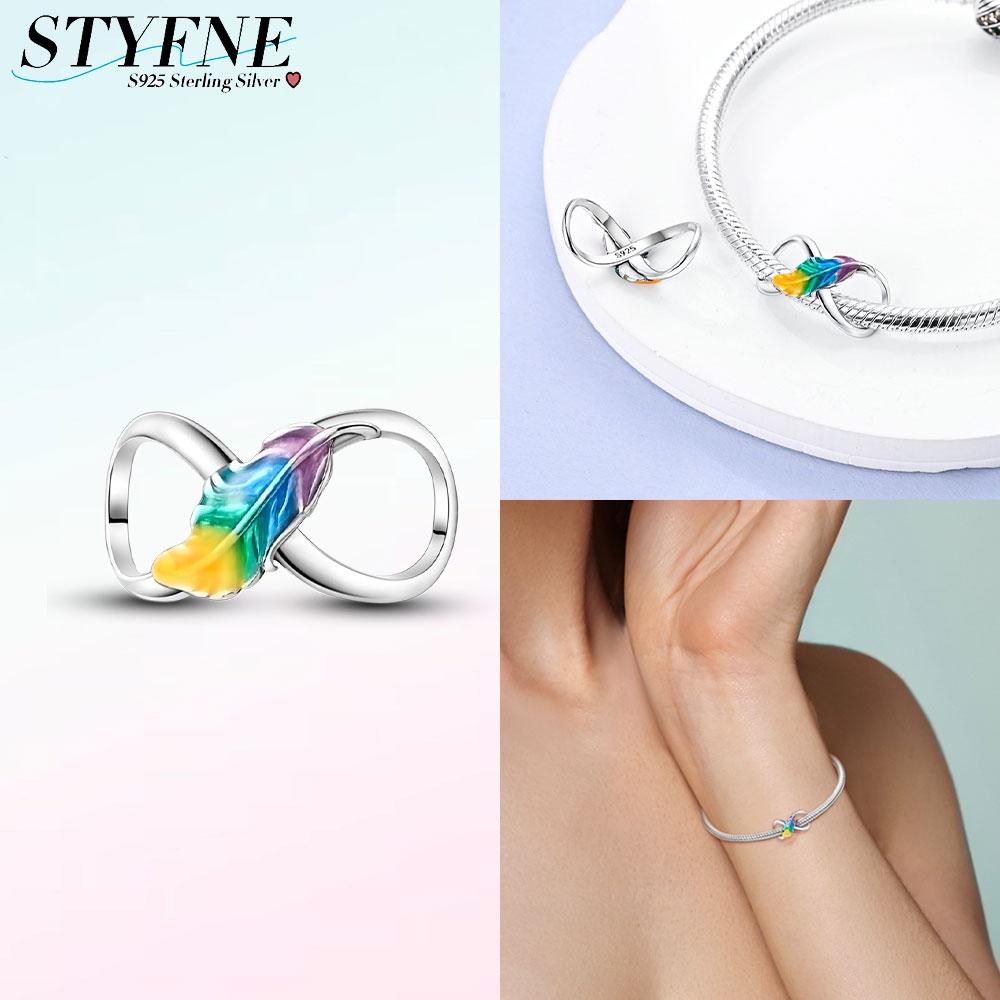 

Оригинальные Шармы Медь Разноцветное Перо Символ Бесконечности Бусины Подходят для Шармов Plata Браслеты Для Женщин Изготовление Ювелирных Изделий Подарки