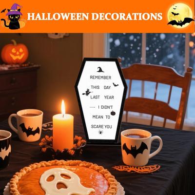 Halloween Tabletop Sign Halloween Centerpiece Table Wood Coffin Sign Message Board Display Holiday Ornament For Dining Room