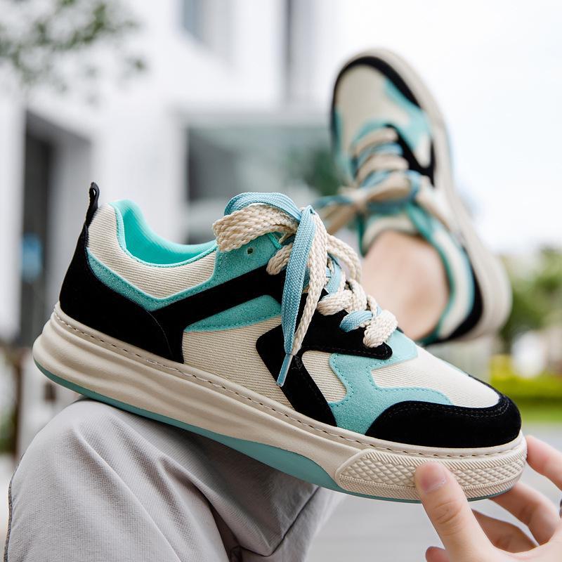 2024 Autumn Trendy Men's Thick-Soled Korean Style Casual Canvas Sneakers