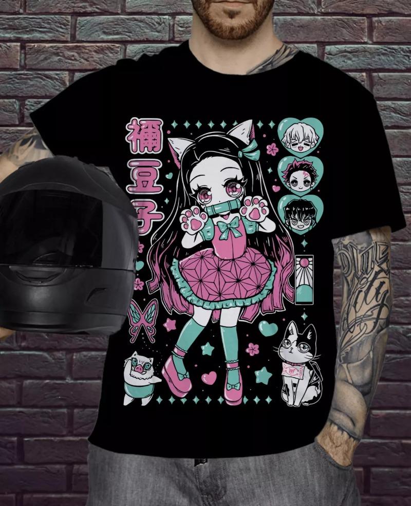 Nezuko T-shirt Demon Killer Kimetsu No Yaiba Tanjiro Anime Manga Summer New Men and Women Streetwear