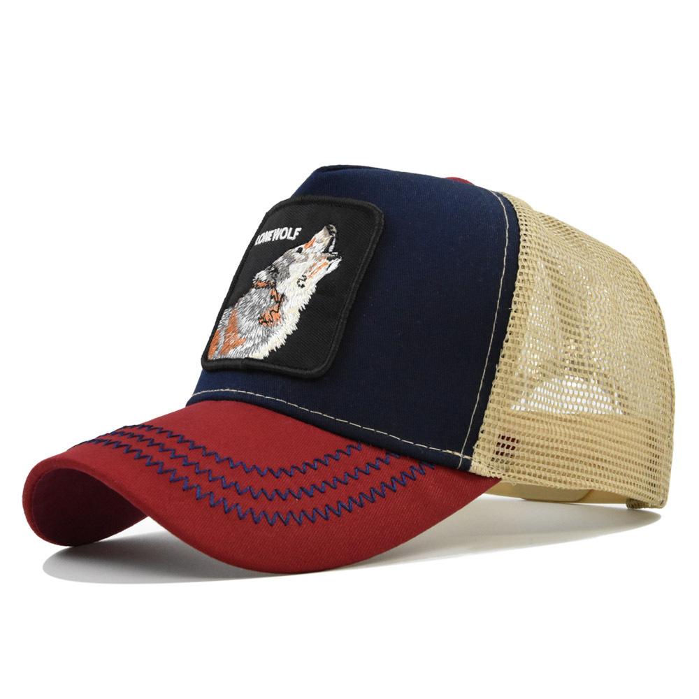 Animal Baseball Embroidered Cap Wolf Pattern Mesh Cap In A Variety Colors Of