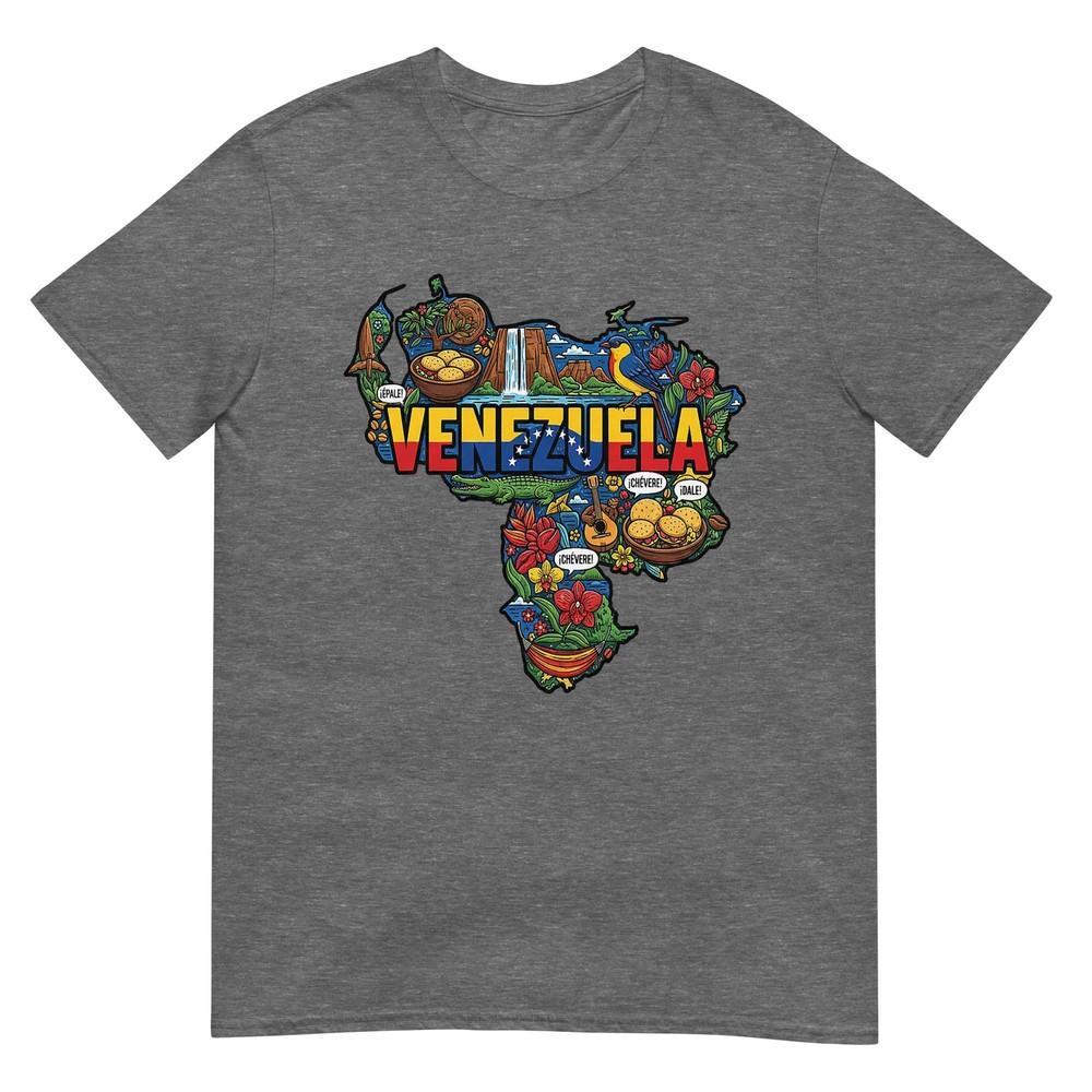 Venezuela Map Cultural Icons Flag Arepa Salto Angel TShirt