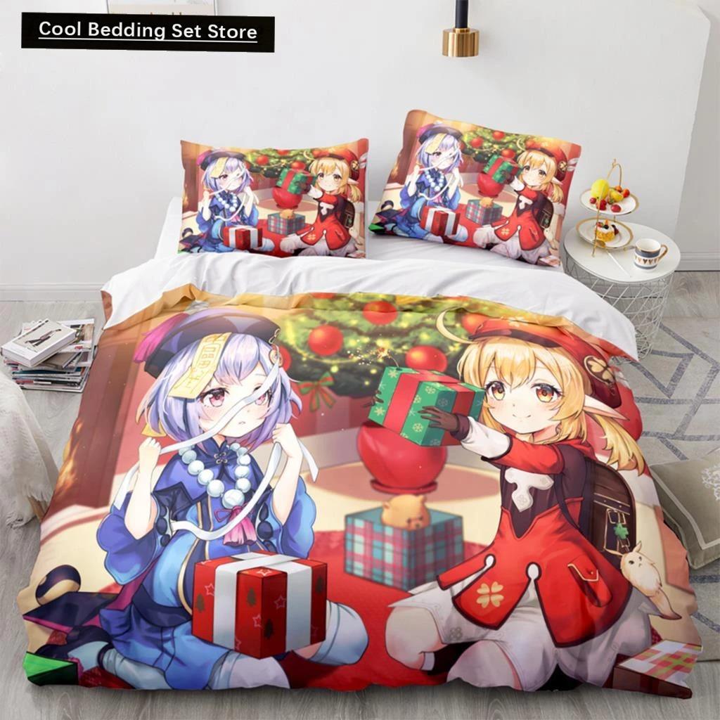 3D Print Anime Genshin Impact Xiao SUCROSE Qiqi Duvet Cover Cartoon Bedding Sets Bed Set Quilt Comforter Covers Home Textiles