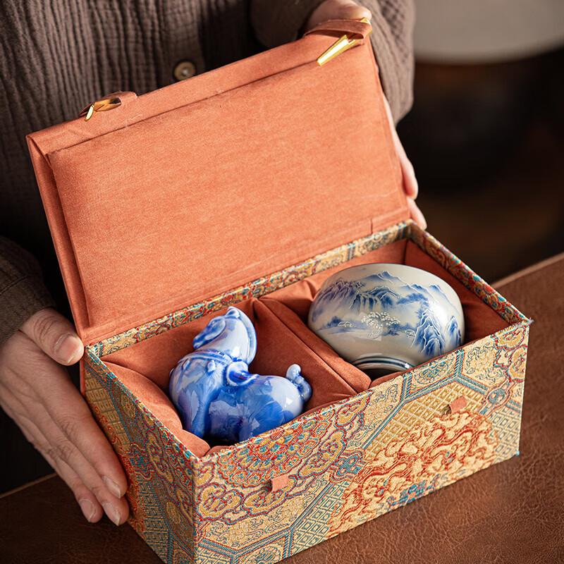 Yuzhou Large Retro Arhat Ceramic Teacup Gift Set
