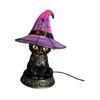 Black Cat Witch Hat Lamp Decorative Gift Halloween Lighting Decor Gothic Night Light