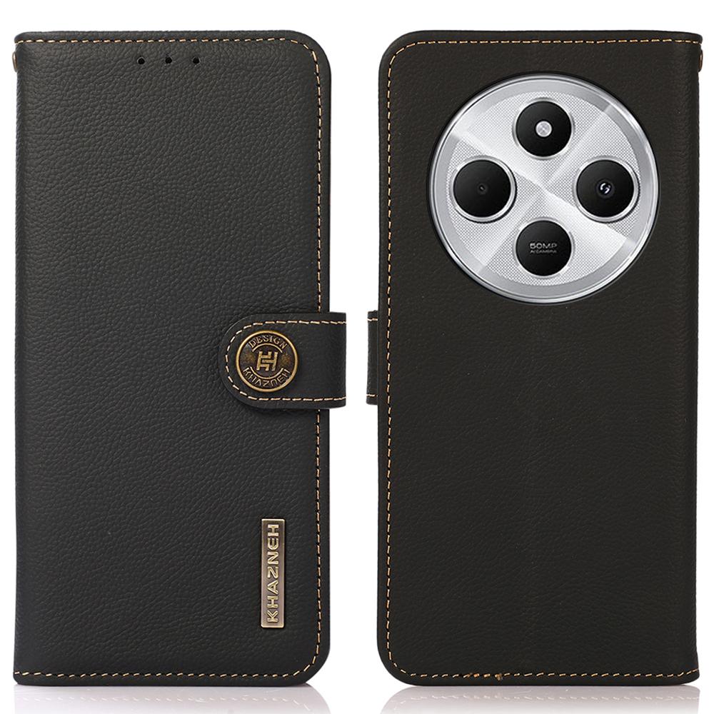 

KHAZNEH Чехол-кошелек из натуральной коровьей кожи с RFID-блокировкой для Xiaomi Poco C75 4G/Redmi 14R 5G/14C 4G A