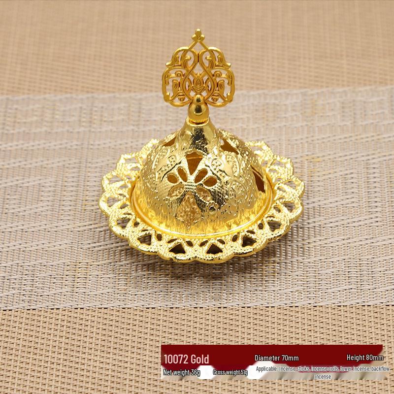 Mini Portable Arabic Incense Burner - Middle Eastern Style, Golden Tower Metal Aromatherapy Burner