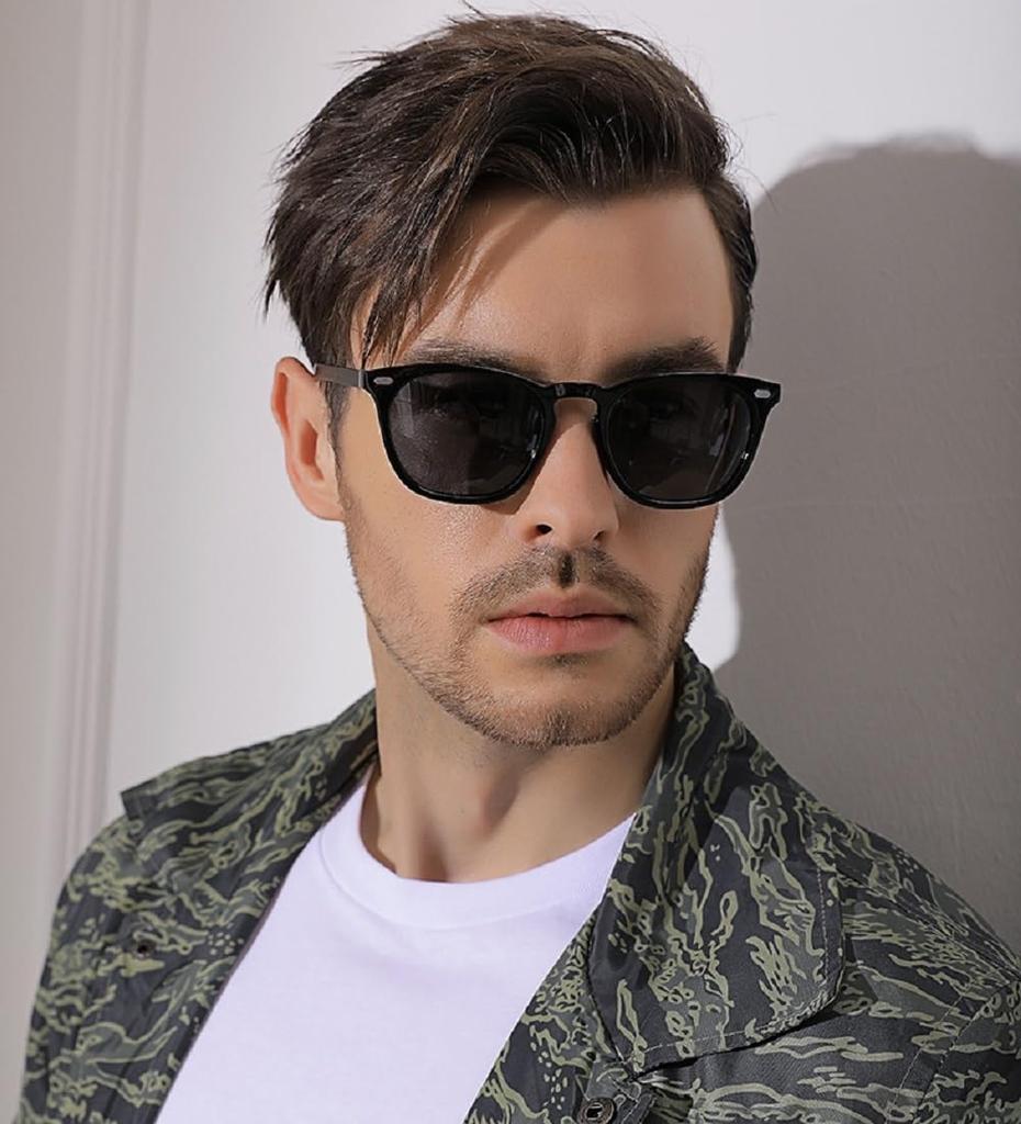 [GETON] Photochromic Polarized Sunglasses for Men, Color-Changing Lenses, UV Protection, Lightweight TR Material, Asian Fit, Wellington Style,