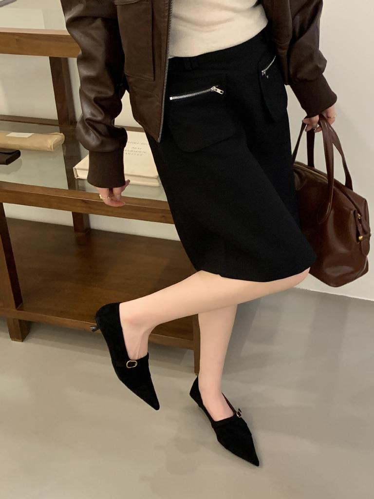 2025 neue französische Einzel-Schuhe Nische dünner Absatz niedriger Absatz kleine Lederschuhe spitz zulaufend Temperament modisch vielseitig Einzel-Schuhe Damen