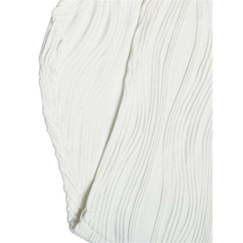 Fashion Elegant Long Sleeve Pleated Sexy Women T-Shirt Slim Fit New Crew Neck Curved Texture Office Crop Blouse Spring and Autumn Irregular Shirt Tops