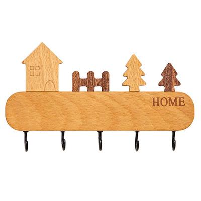 M-Modern-Nyckelkrokställ Väggmonterad Nyckelförvaringshållare i Massivt Trä Giftfri Klädhängare Hushållsartiklar