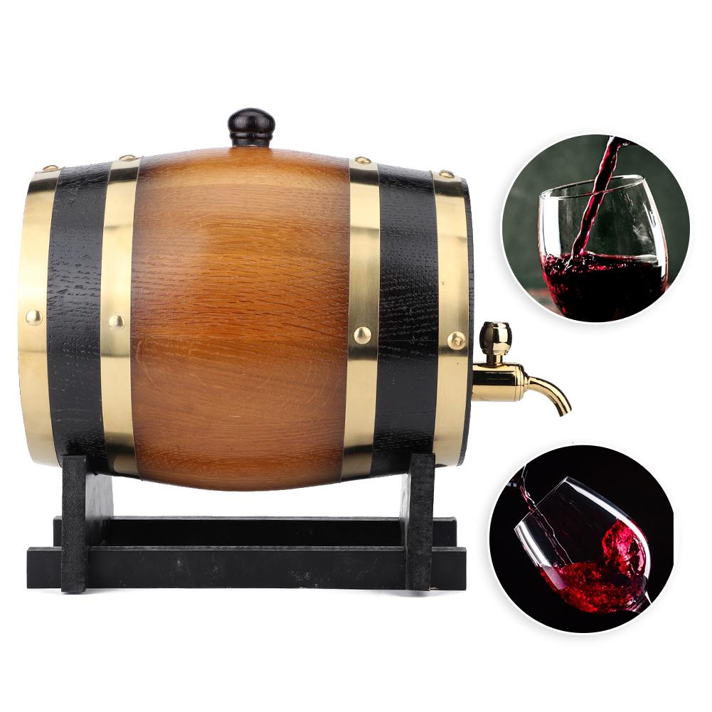 Capacitate Mare 3L Culoare Retro Lemn de Stejar Butoi pentru Vin Roșu Găleată Butoiaș Container de Depozitare pentru Casă