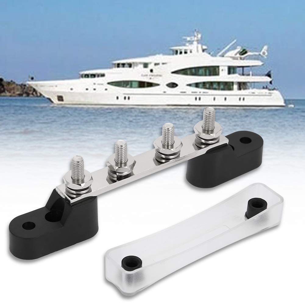 Bus Bar Stud Terminals - Qiilu 100Amp 12~48V 4 Stud Bus Bar Electrical Terminal Junction Block