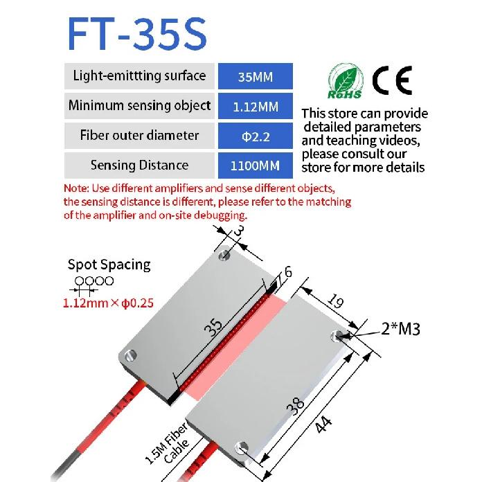 GTRIC Banner Array Fiber Optic Sensor Through-beam Probe Amplifier 12-24V DC Matrix Optical Photoelectric Switch Sensor