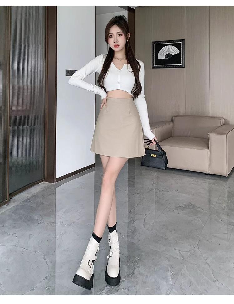 Autumn/Winter High-Waist A-line PU Leather Skirt - Stylish, Short, & Versatile