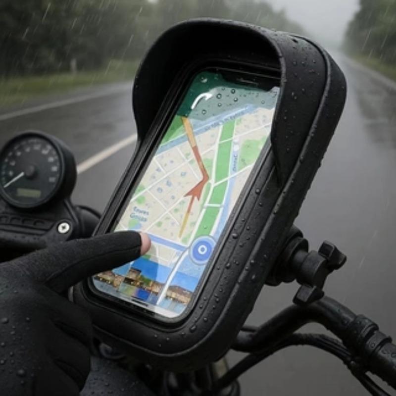 Vattentät 360° roterbar motorcykeltelefonhållare ABS styrmontering med avtagbar rem Pekskärmskompatibel Säkert grepp för cyklar och motorcyklar