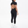 New Tight Fitting Backless Hollow Short Sleeved Pants Jumpsuit, Sports Running Fitness Jumpsuit, Yoga Suit