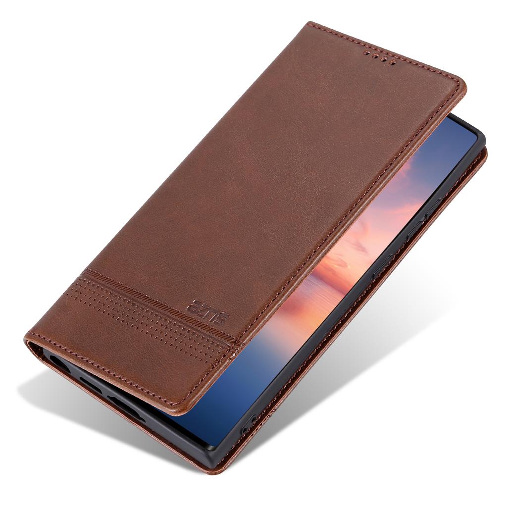 AZNS For Samsung Galaxy S24 Ultra Case Magnetic Suction Leather Phone Cover with Wallet Stand