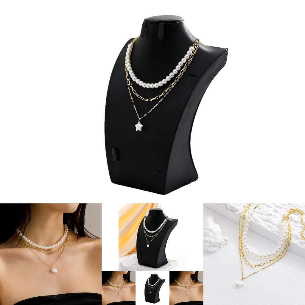 Contemporary Five-point Star Necklace With Dazzling Pearl Beads For Fashion-forward Women