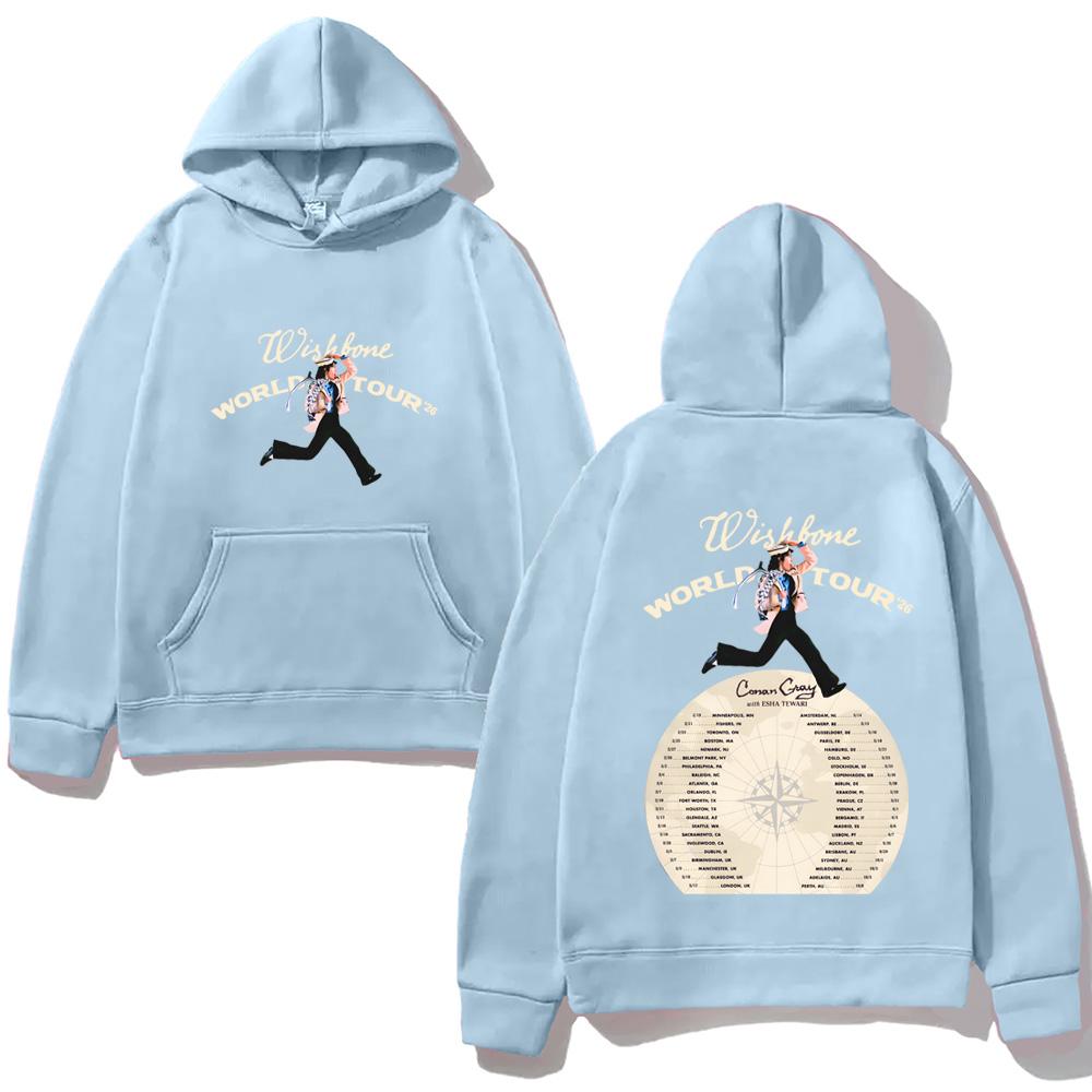

WISHBONE WORLD TOUR 2026 Толстовка Conan Gray Повседневная Высококачественная Печать Harajuku Толстовка с Капюшоном Флисовая Удобная Худи M