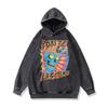 American Street Retro Trendy Brand Hoodie Cartoon Print Washed Old Loose Hooded Sweater Men