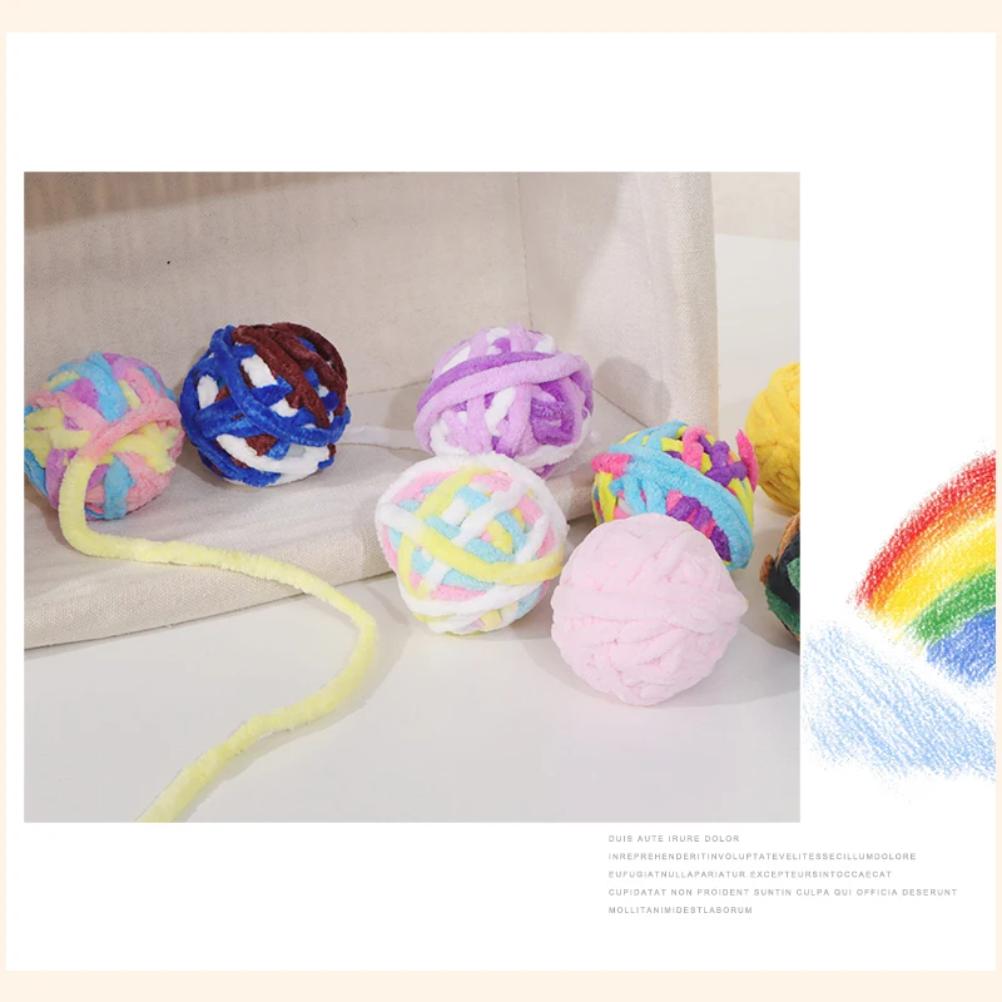 1/3PCS Cat Toy Balls with Bell Wool Yarn Interactive Play Balls for Cats Self-Entertainment Indoor Pet Chew Toys